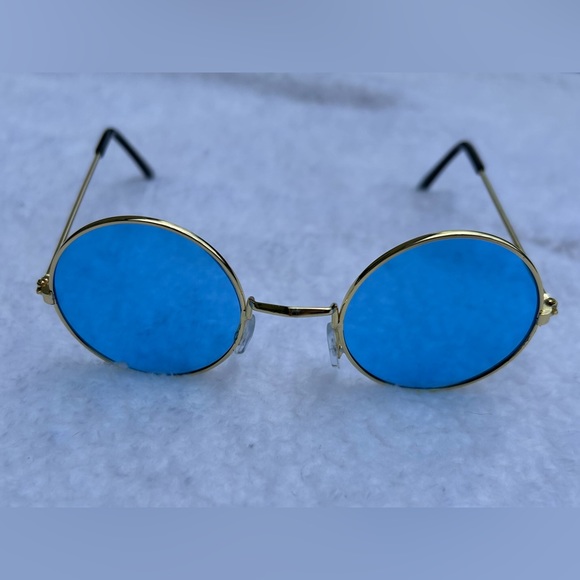 Blue Round Boho Hippie Sunglasses - Picture 2 of 10